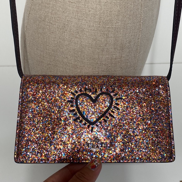Coach x Keith Haring Hayden Foldover Glitter Crossbody Clutch Walle… - Picture 14 of 17
